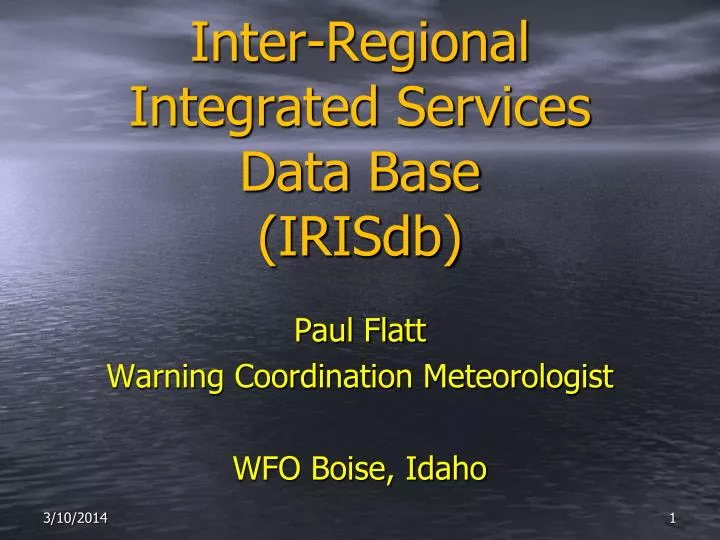 inter regional integrated services data base irisdb