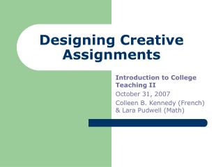 Designing Creative Assignments