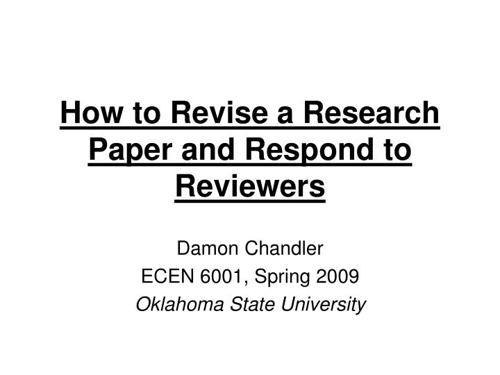 how to revise a research paper and respond to reviewers