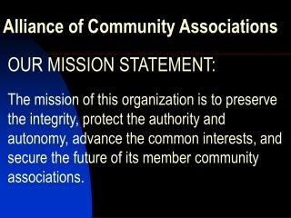 Alliance of Community Associations