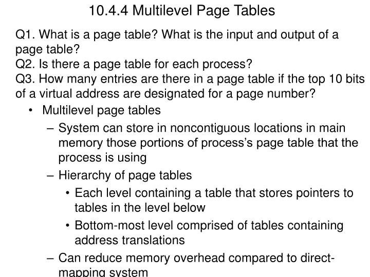 10 4 4 multilevel page tables