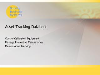 Asset Tracking Database