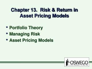 Chapter 13. Risk &amp; Return in Asset Pricing Models