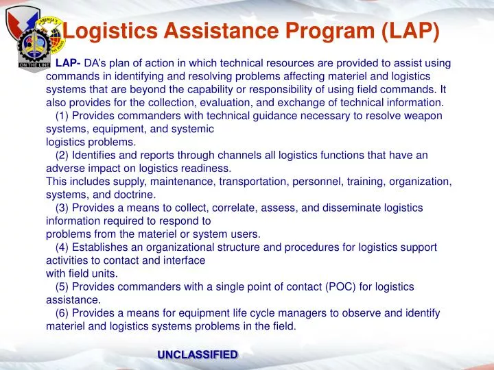logistics assistance program lap