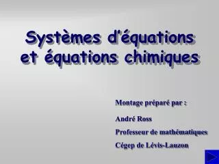 syst mes d quations et quations chimiques