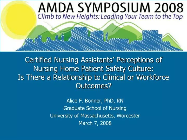 alice f bonner phd rn graduate school of nursing university of massachusetts worcester march 7 2008