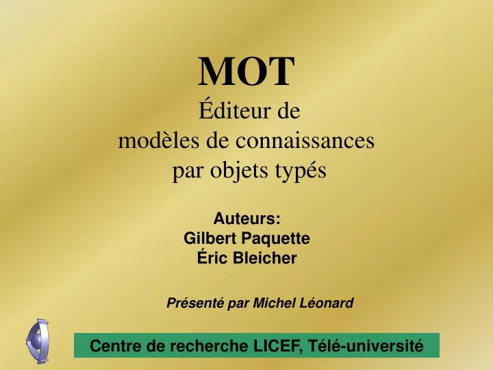 mot diteur de mod les de connaissances par objets typ s