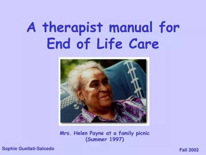 a therapist manual for end of life care