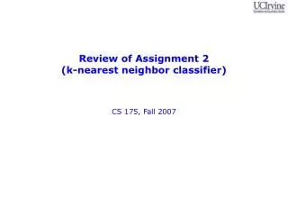 Review of Assignment 2 (k-nearest neighbor classifier)