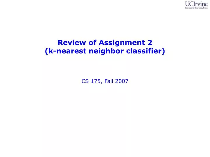 review of assignment 2 k nearest neighbor classifier