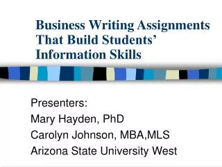Business Writing Assignments That Build Students’ Information Skills