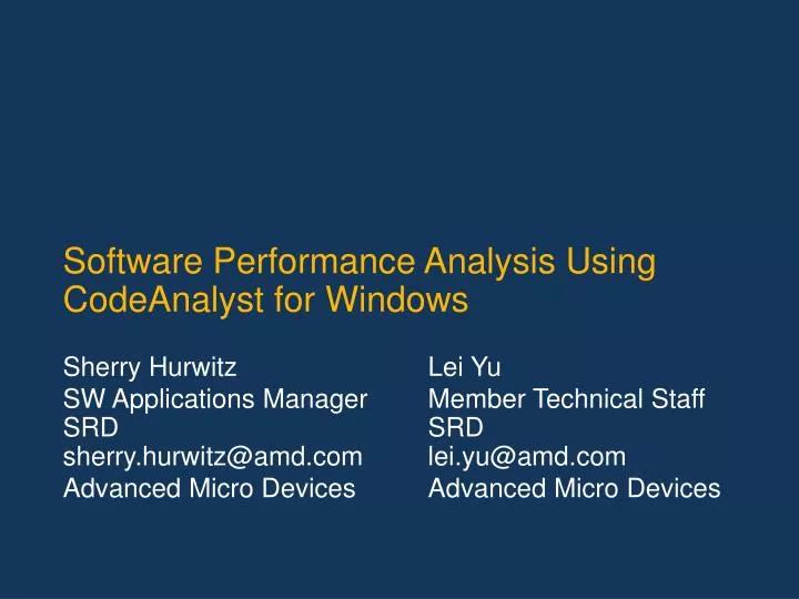 software performance analysis using codeanalyst for windows