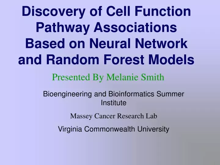 discovery of cell function pathway associations based on neural network and random forest models