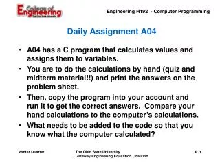 Daily Assignment A04