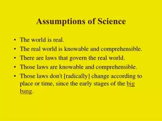Assumptions of Science
