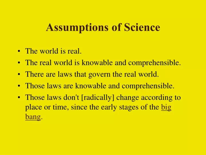 assumptions of science