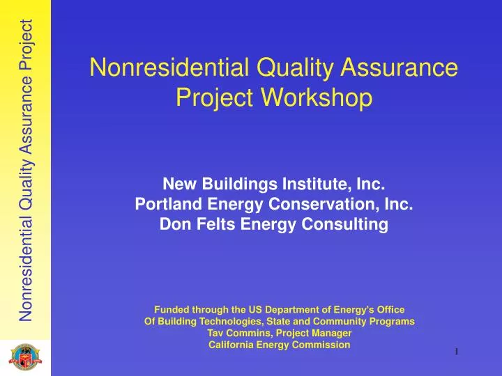 nonresidential quality assurance project workshop