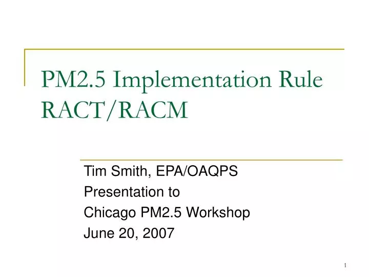 pm2 5 implementation rule ract racm
