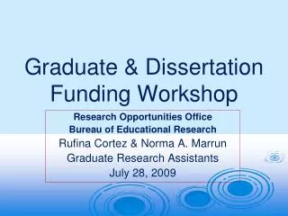 Graduate &amp; Dissertation Funding Workshop