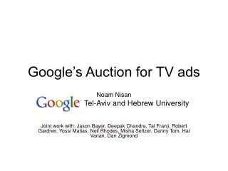 Google’s Auction for TV ads