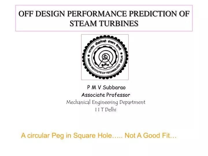 off design performance prediction of steam turbines