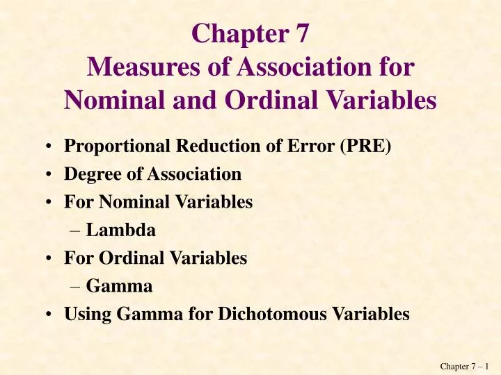 chapter 7 measures of association for nominal and ordinal variables
