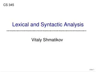 Lexical and Syntactic Analysis
