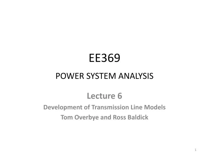 ee369 power system analysis
