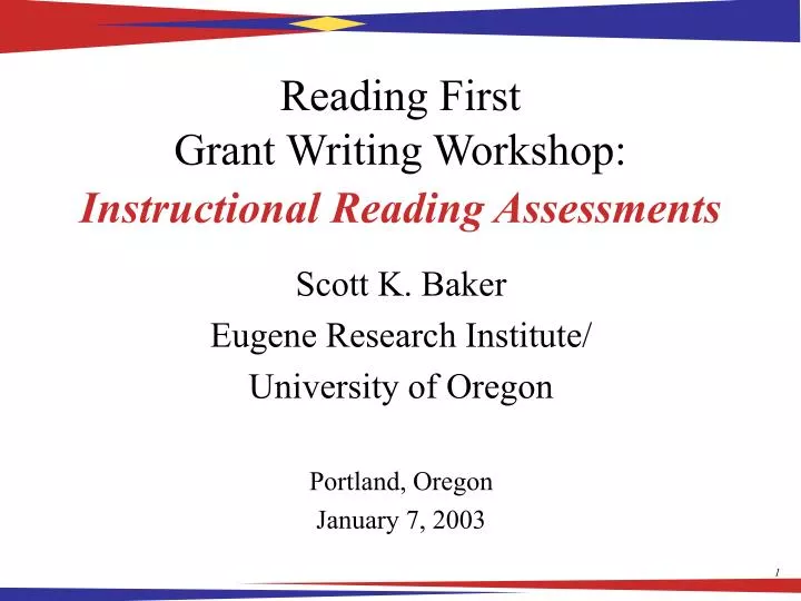 reading first grant writing workshop instructional reading assessments