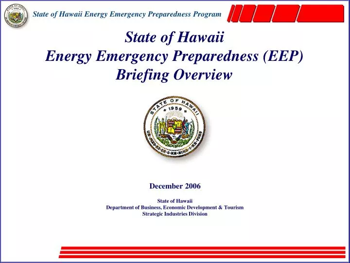 state of hawaii energy emergency preparedness eep briefing overview