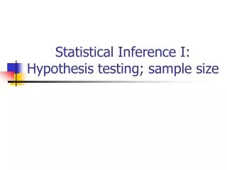 Statistical Inference I: Hypothesis testing; sample size