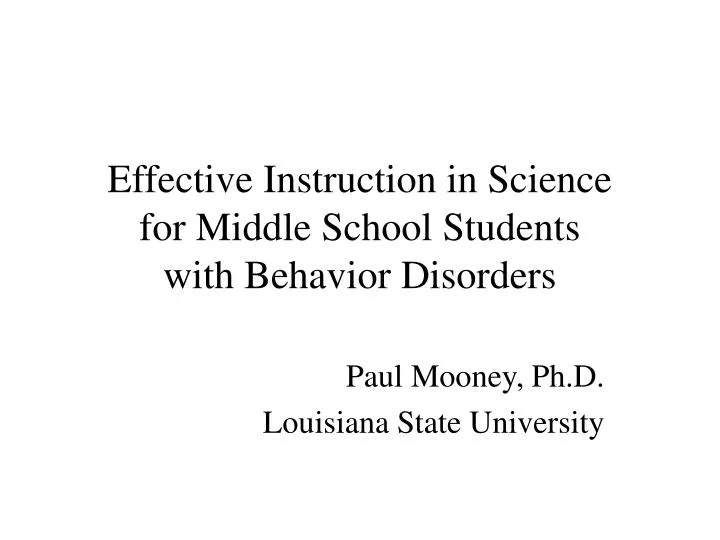 effective instruction in science for middle school students with behavior disorders