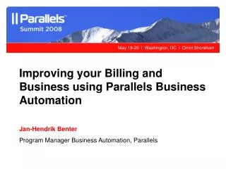Improving your Billing and Business using Parallels Business Automation