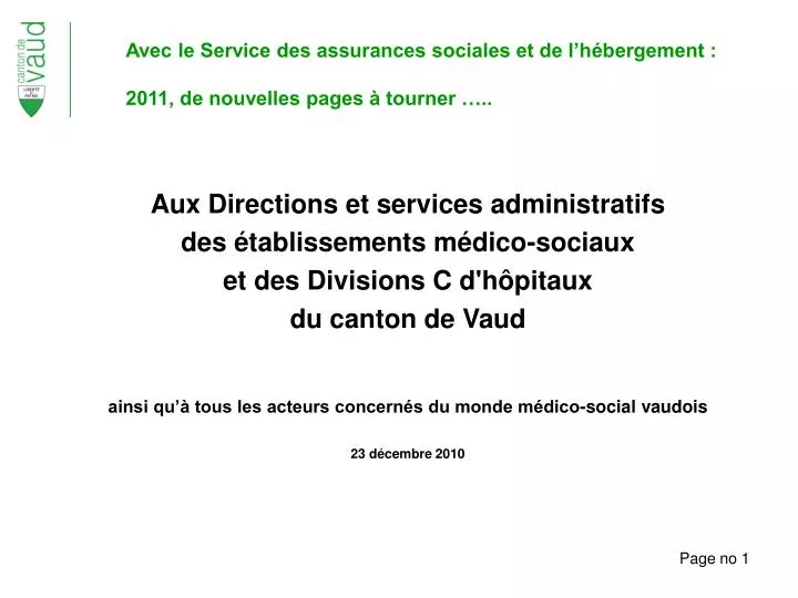 avec le service des assurances sociales et de l h bergement 2011 de nouvelles pages tourner