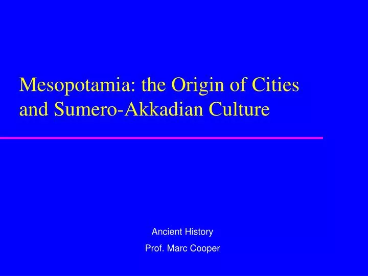 mesopotamia the origin of cities and sumero akkadian culture