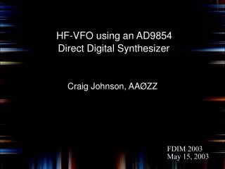 HF-VFO using an AD9854