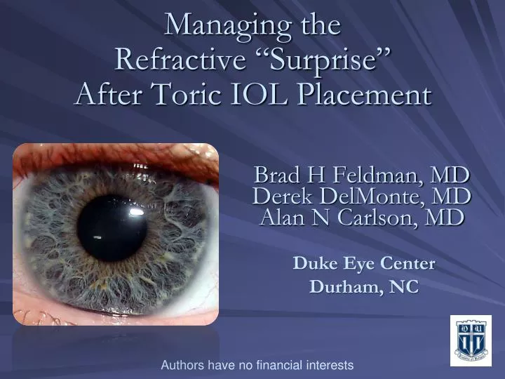 managing the refractive surprise after toric iol placement
