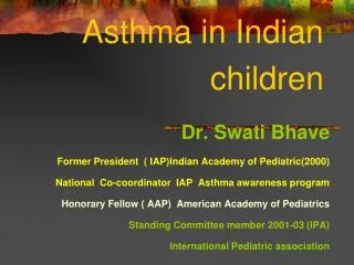 Asthma in Indian children