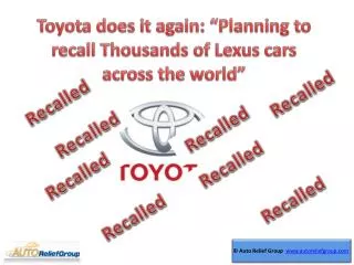 Toyota does it again: ???Planning to recall thousands of Lexus