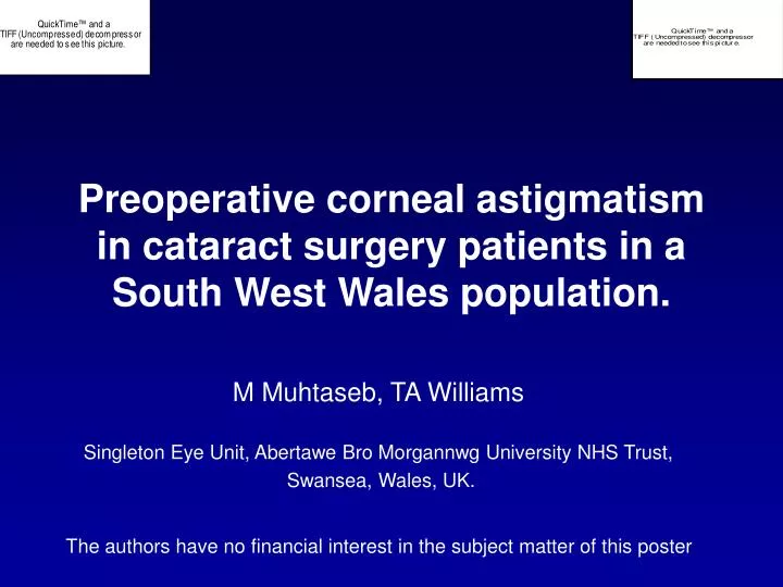 preoperative corneal astigmatism in cataract surgery patients in a south west wales population