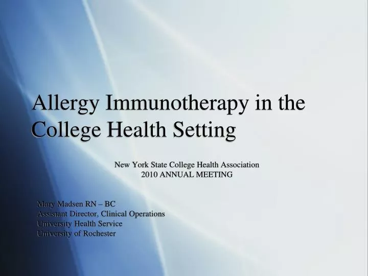 allergy immunotherapy in the college health setting