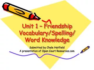 Unit 1 – Friendship Vocabulary/Spelling/ Word Knowledge