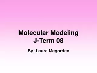 Molecular Modeling J-Term 08