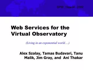 Web Services for the Virtual Observatory