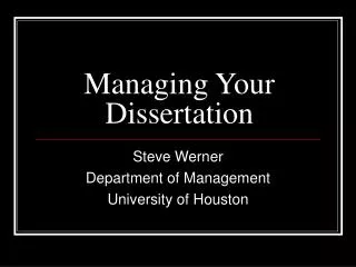 Managing Your Dissertation