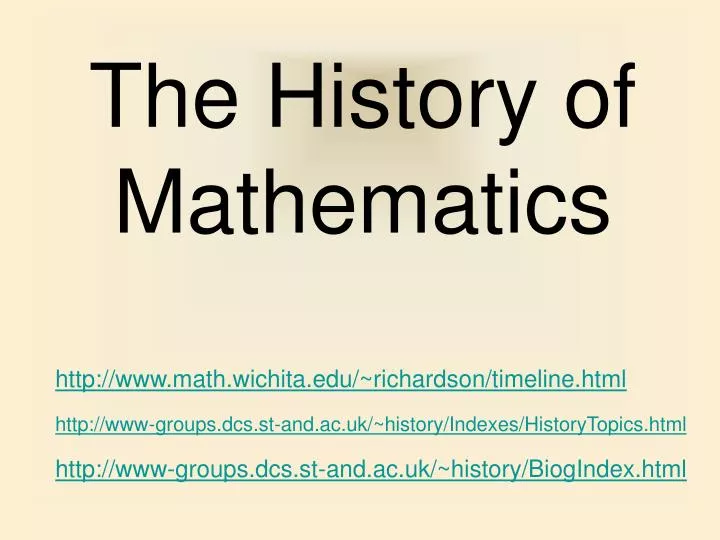 the history of mathematics