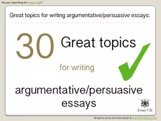 Essay Help | 30 Great Essay Topics For Writing Argumentative