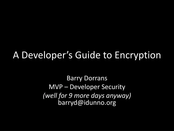 a developer s guide to encryption