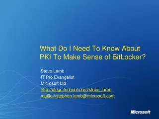 What Do I Need To Know About PKI To Make Sense of BitLocker ?