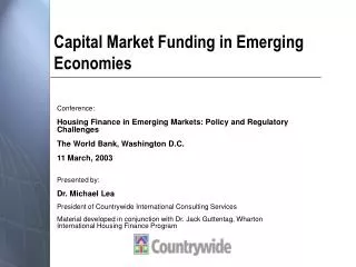 Capital Market Funding in Emerging Economies